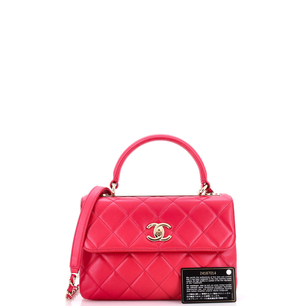 Trendy CC Top Handle Bag Quilted Lambskin Small
