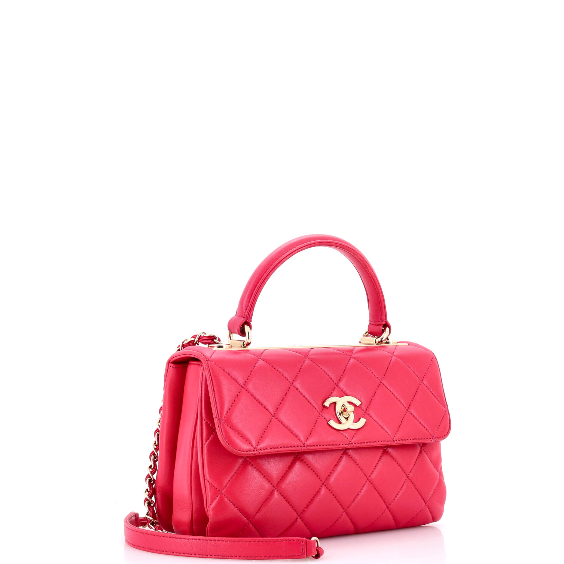 Trendy CC Top Handle Bag Quilted Lambskin Small