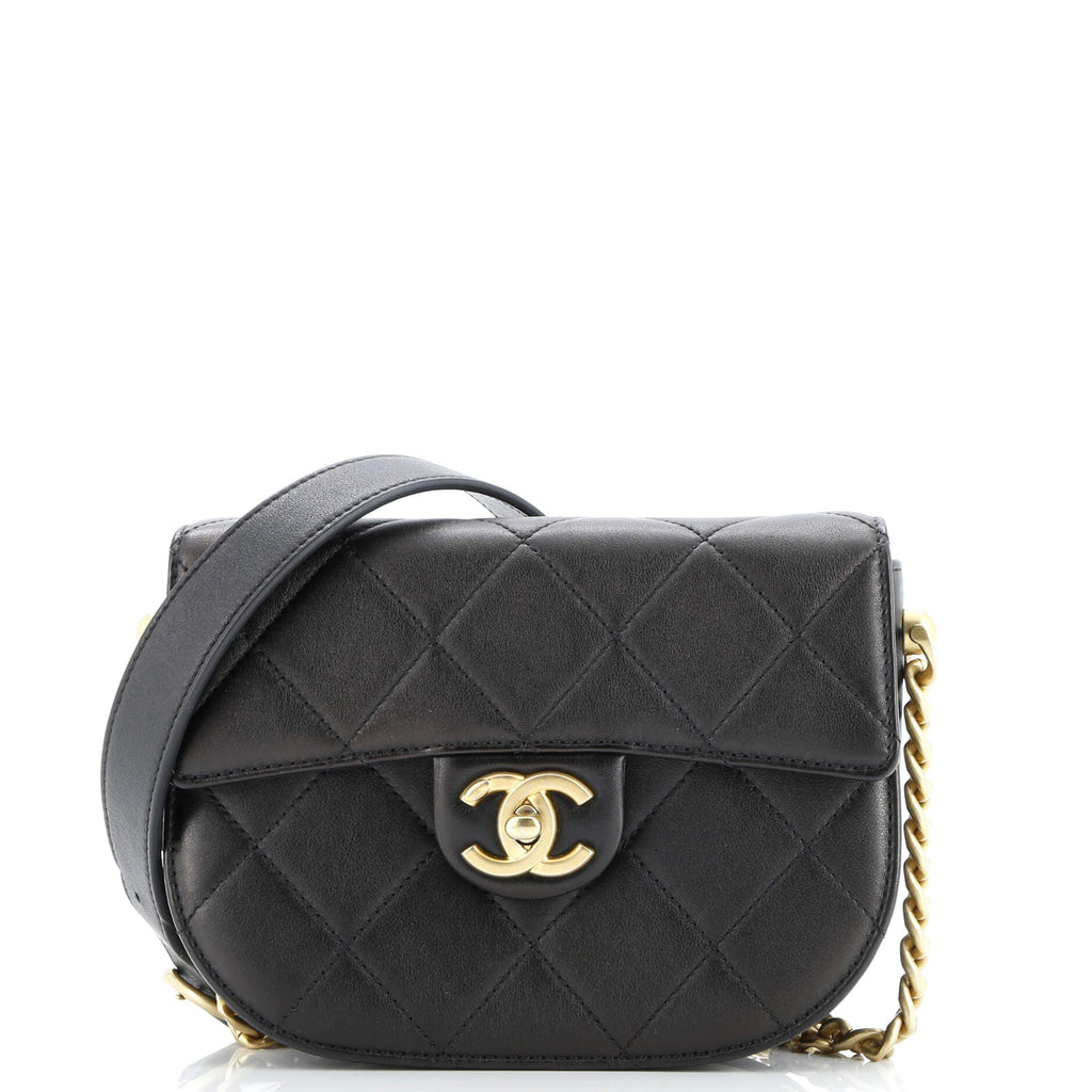 Moon Flap Messenger Bag Quilted Calfskin Mini