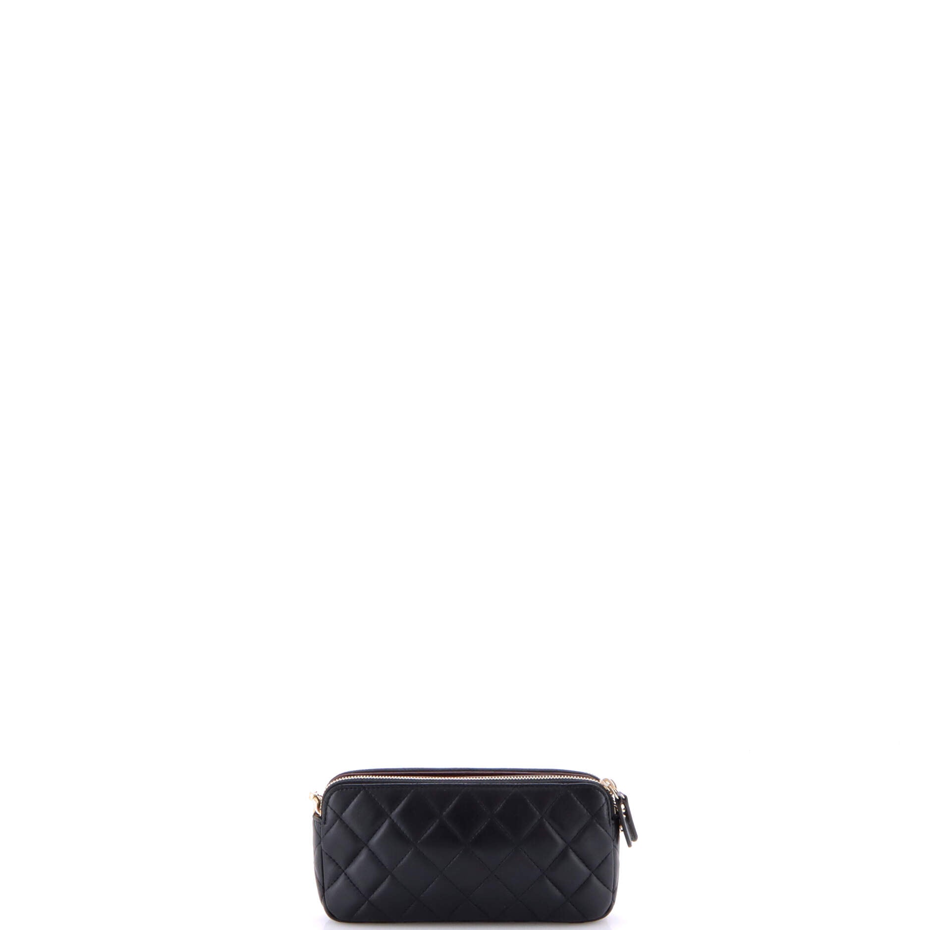Double Zip Clutch with Chain Quilted Lambskin