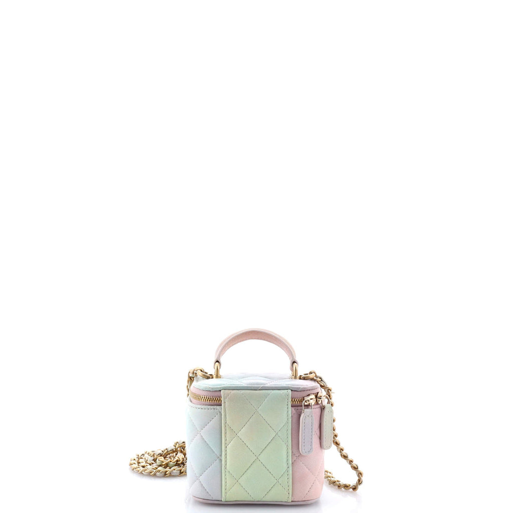 Classic Top Handle Vanity Case with Chain Quilted Ombre Lambskin Mini