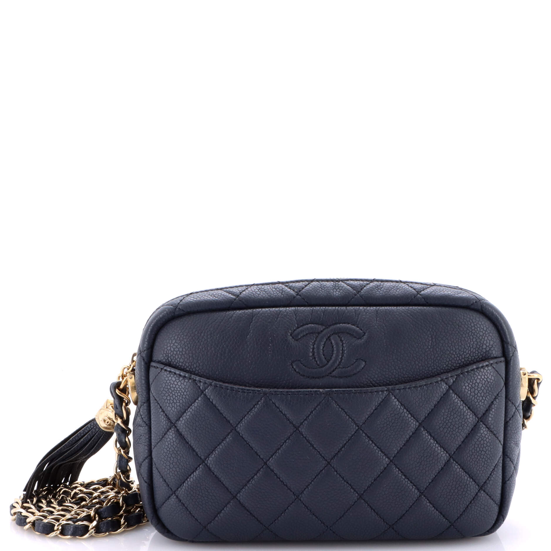 Coco Tassel Camera Case Quilted Caviar Medium
