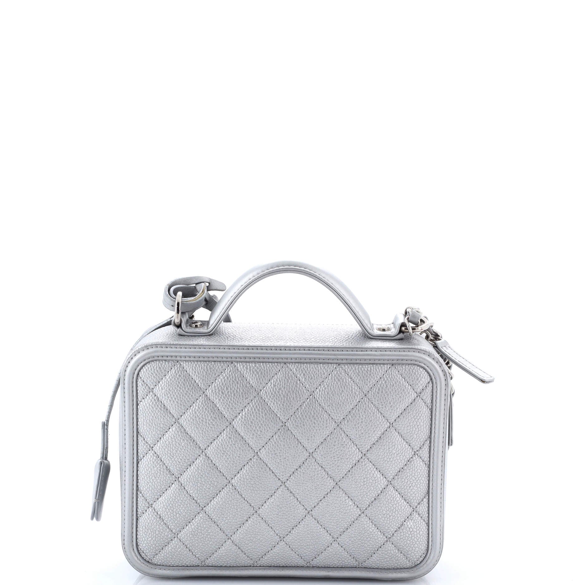 Filigree Vanity Case Quilted Metallic Caviar Medium