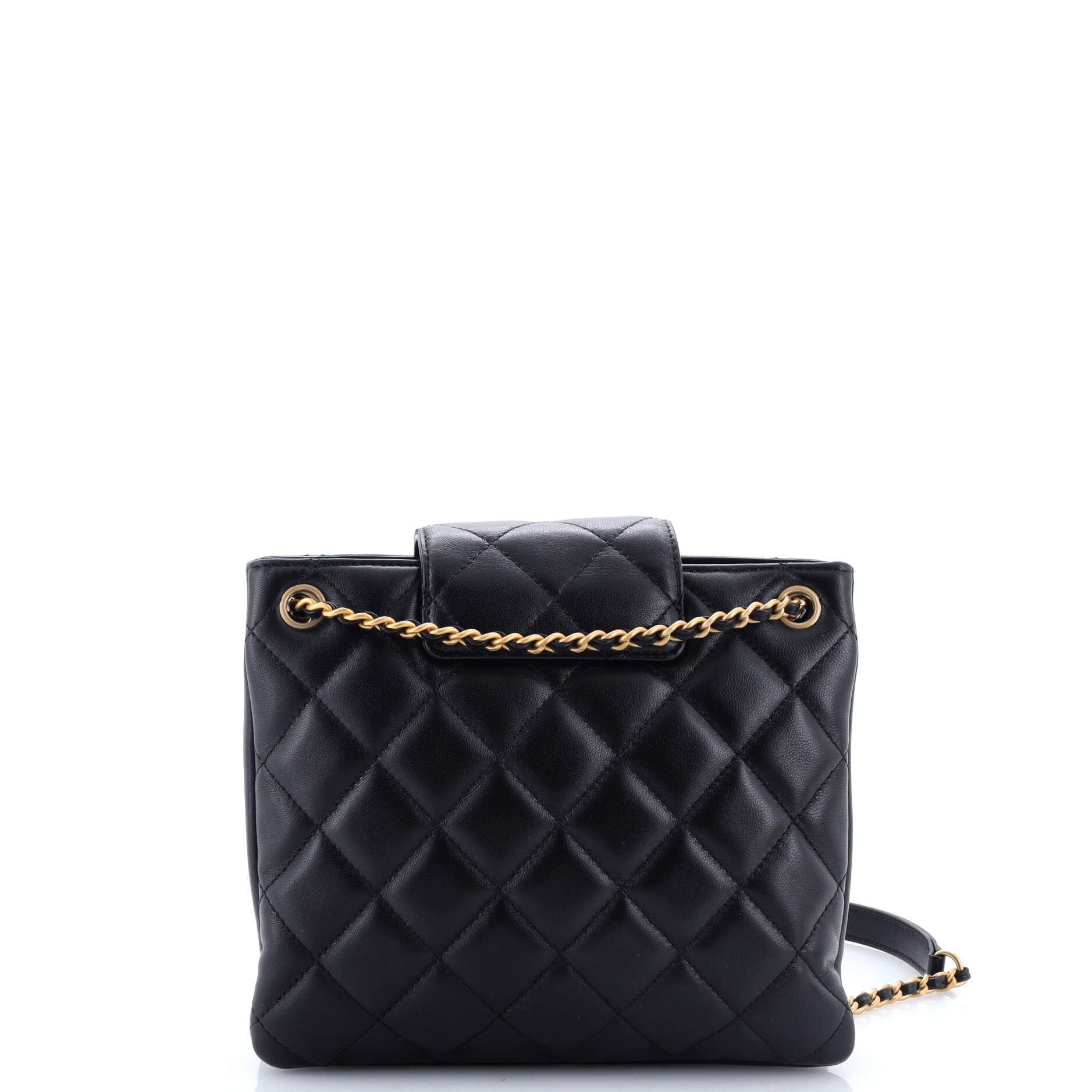 Giant CC Chain Shoulder Bag Quilted Lambskin Small