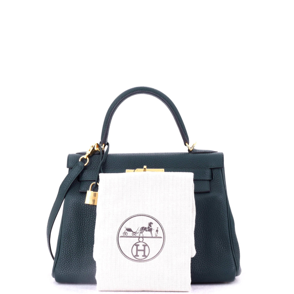 Kelly Handbag Vert Cypress Clemence with Gold Hardware 28