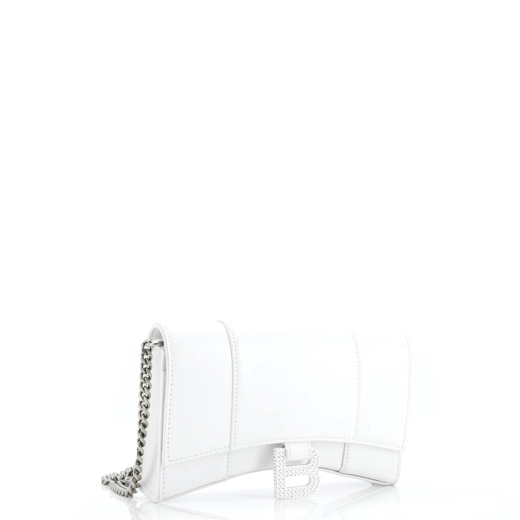 Hourglass Chain Wallet Leather with Crystal Detail