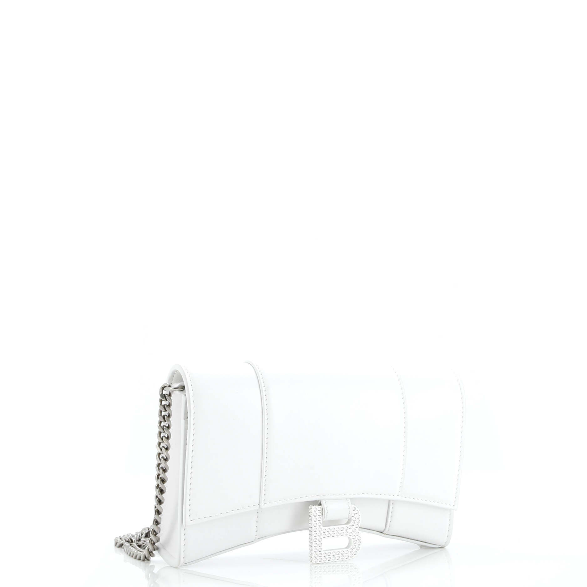 Hourglass Chain Wallet Leather with Crystal Detail