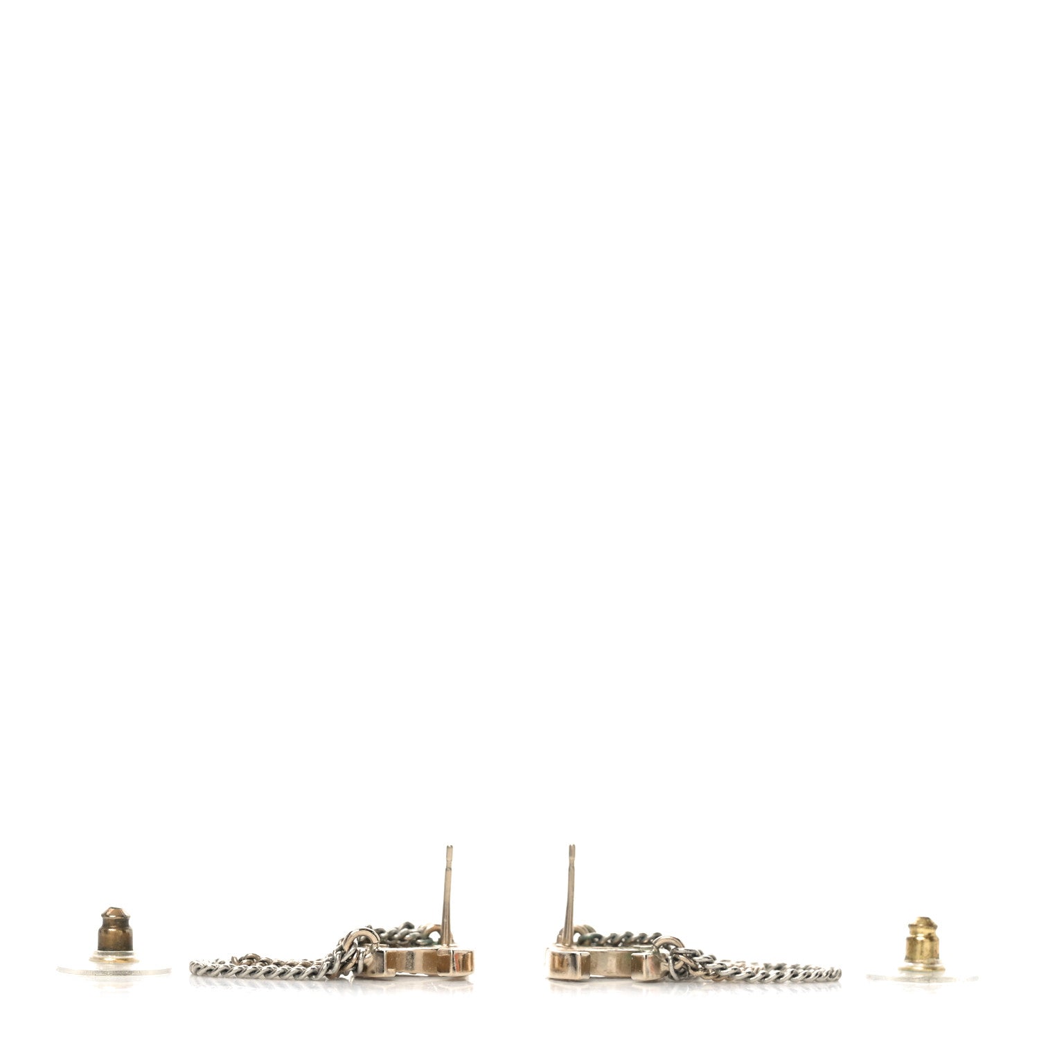 Crystal Chain CC Earrings Gold