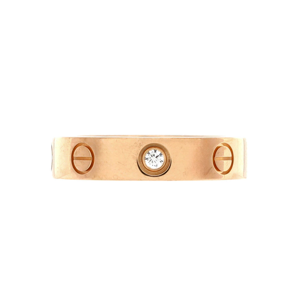 Love Wedding Band 1 Diamond Ring 18K Rose Gold with Diamond