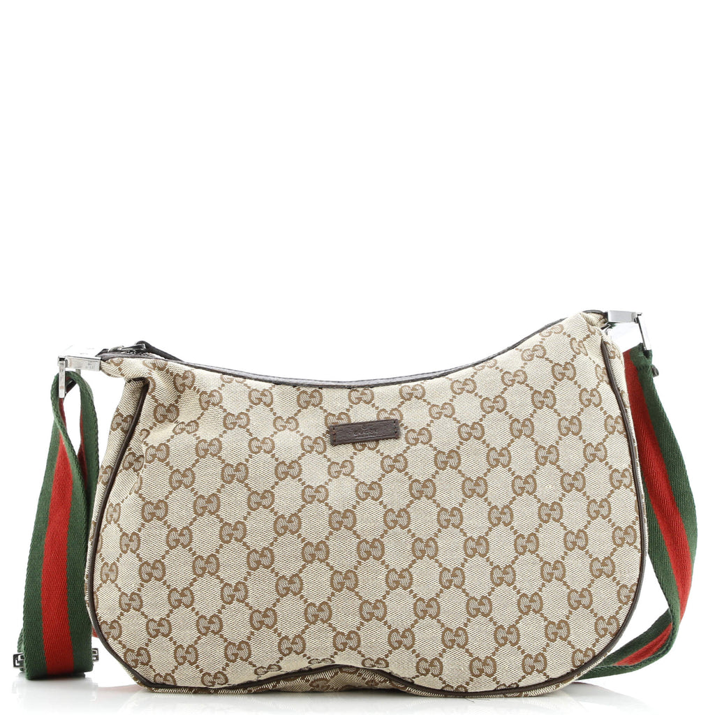 Saddle Zip Messenger Bag GG Canvas with Leather Medium