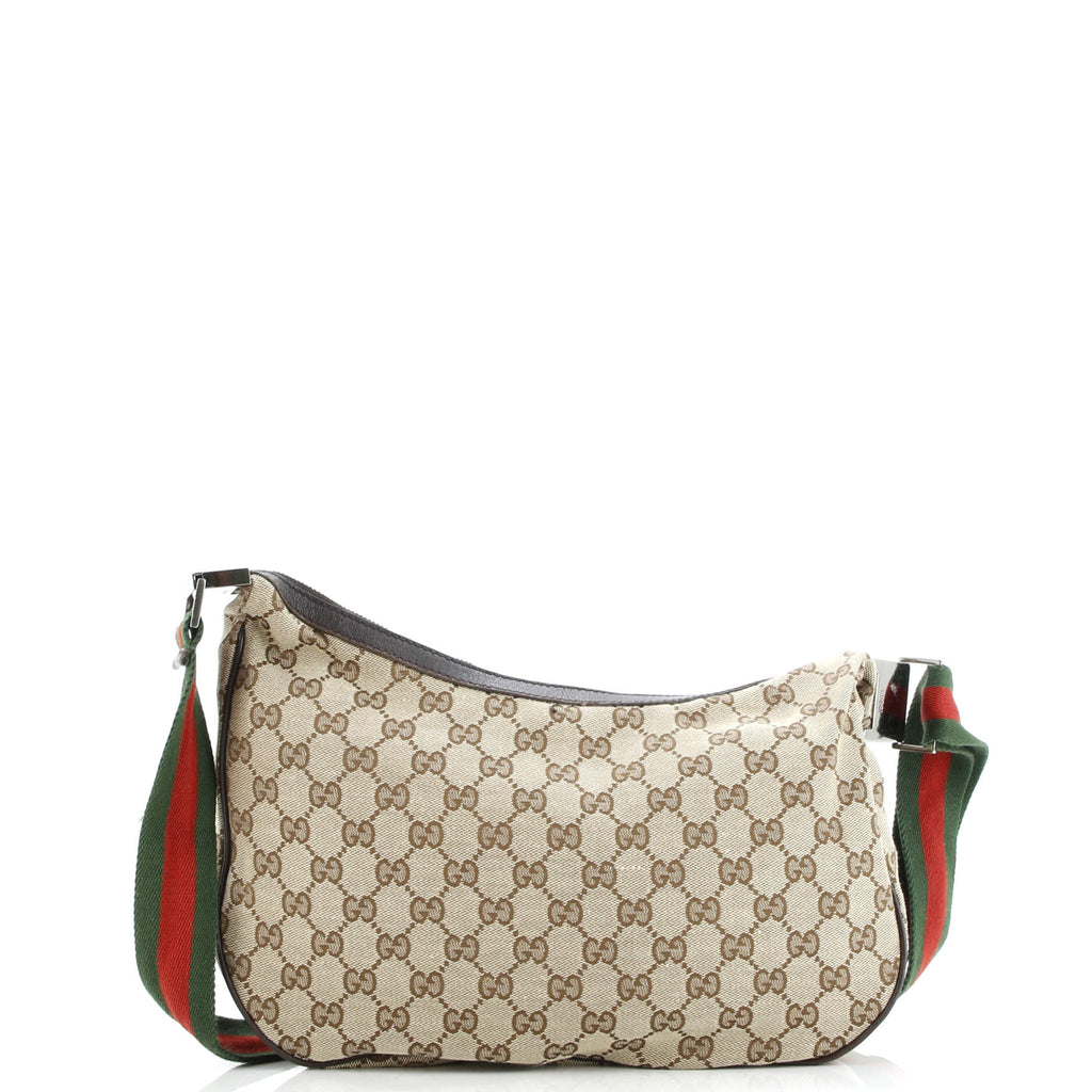 Saddle Zip Messenger Bag GG Canvas with Leather Medium