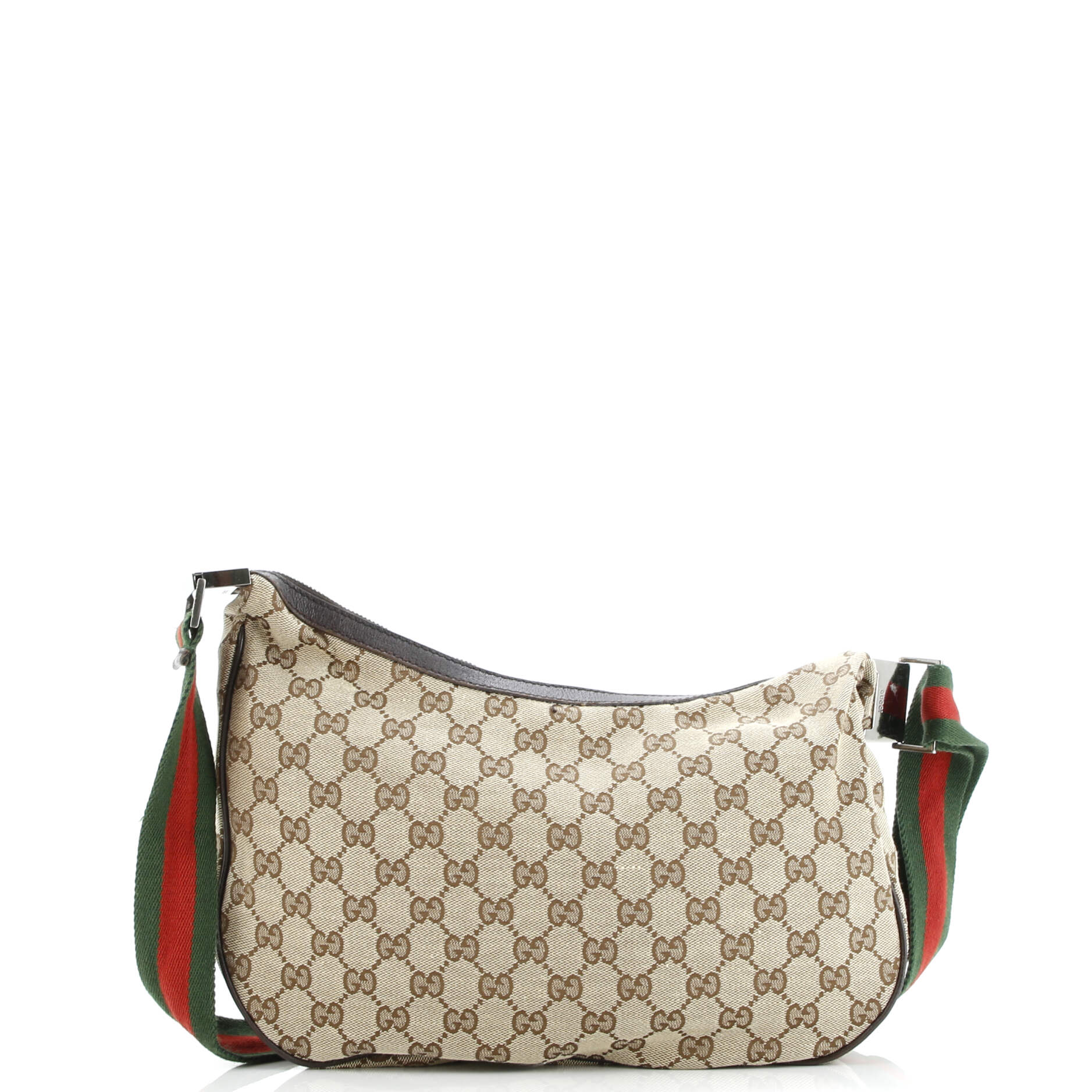 Saddle Zip Messenger Bag GG Canvas with Leather Medium