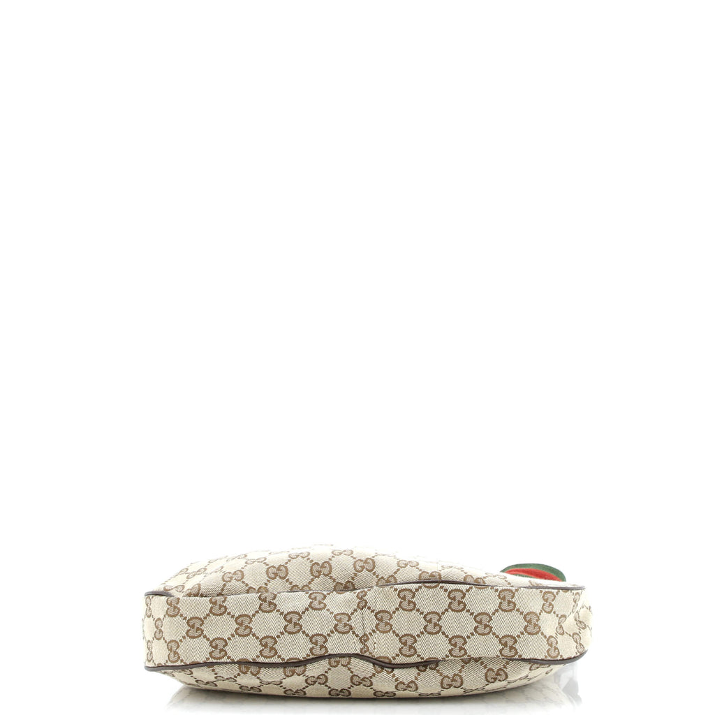 Saddle Zip Messenger Bag GG Canvas with Leather Medium