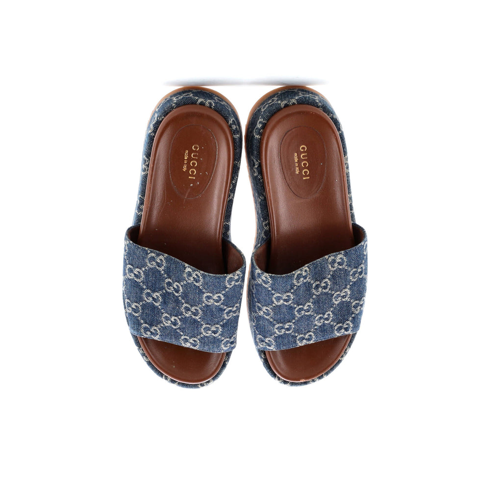 Women's Angelina Platform Slide Sandals GG Denim