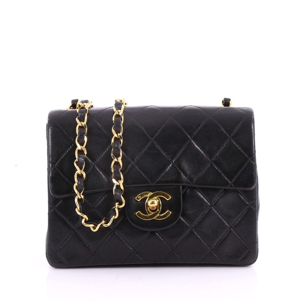 Vintage Square Classic Single Flap Bag Quilted Lambskin Mini