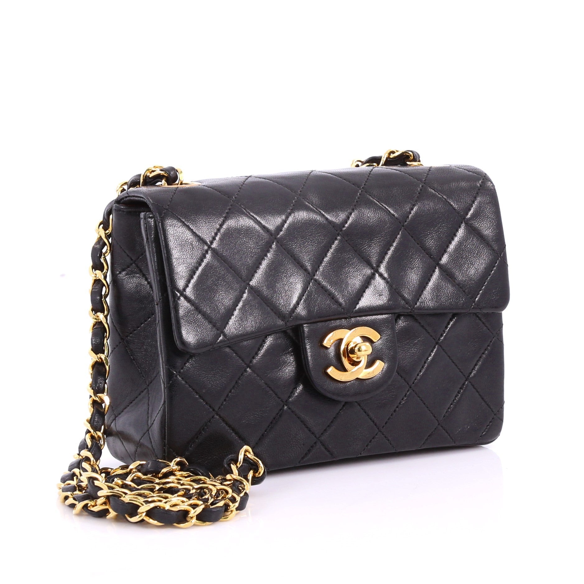 Vintage Square Classic Single Flap Bag Quilted Lambskin Mini