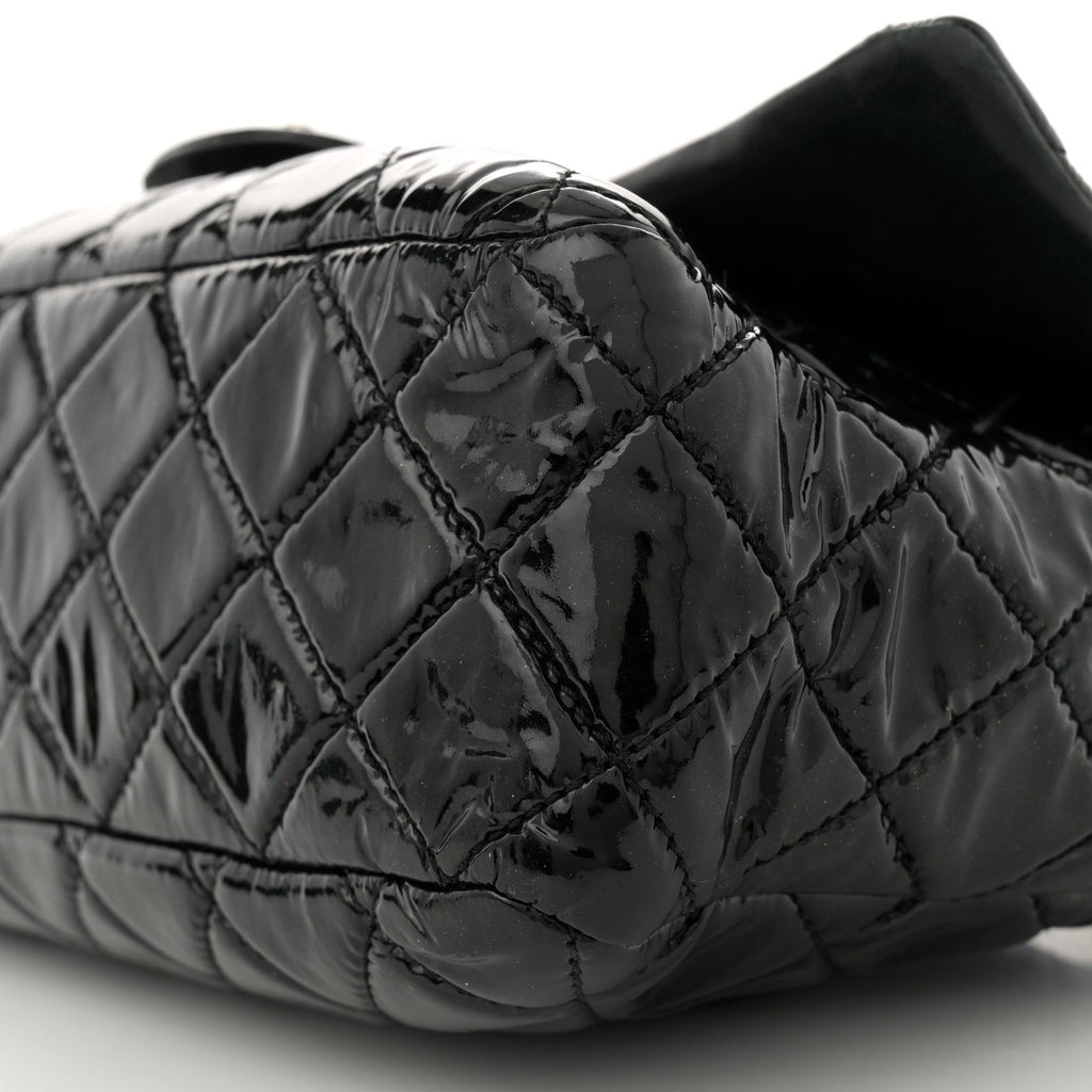 Patent Quilted Jumbo Single Flap Black