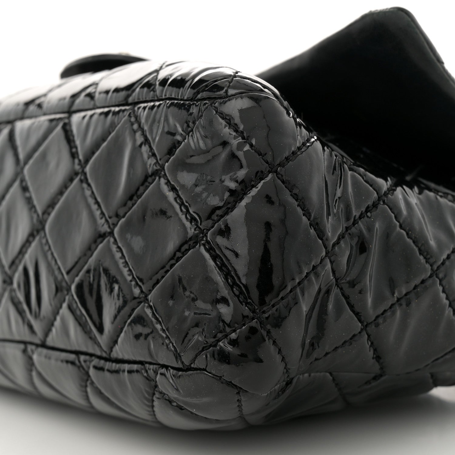 Patent Quilted Jumbo Single Flap Black