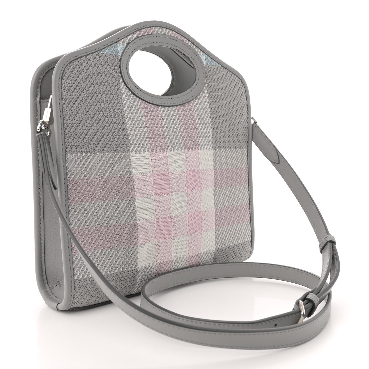 Calfskin Check Mini Pocket Bag Grey