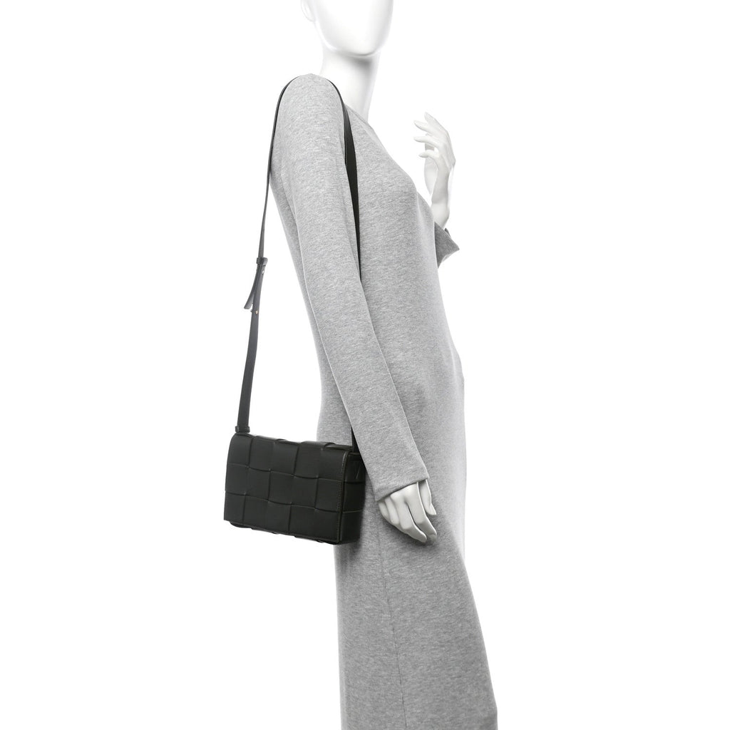 Lambskin Maxi Intreccio Cassette Crossbody Bag Taupe Grey