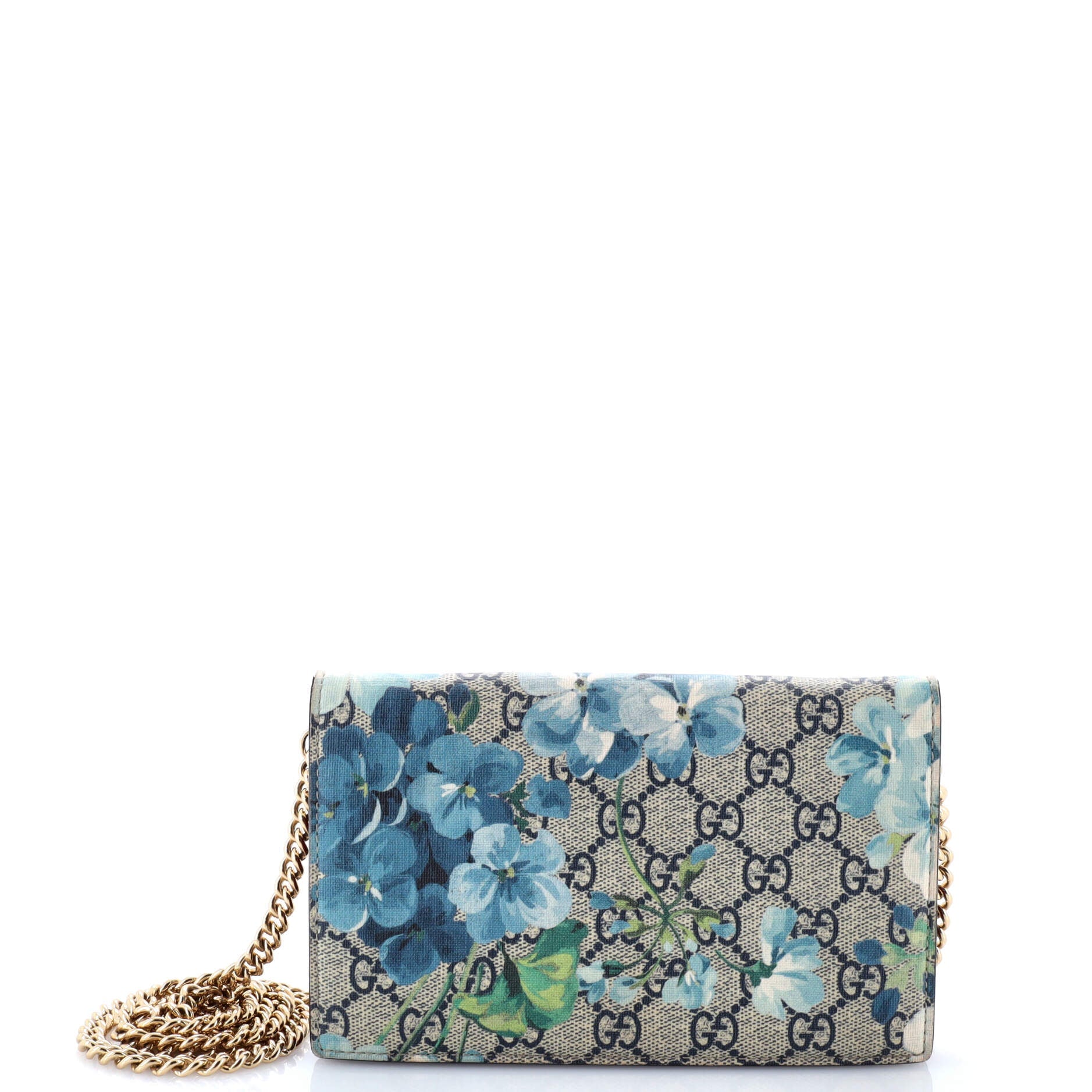 Chain Wallet Blooms Print GG Coated Canvas