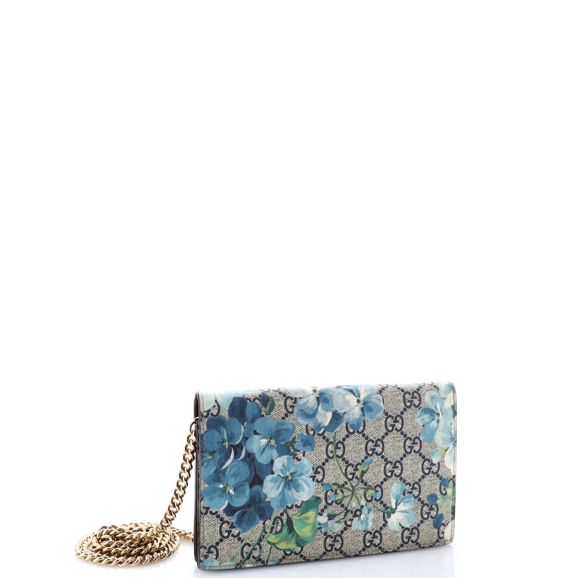 Chain Wallet Blooms Print GG Coated Canvas