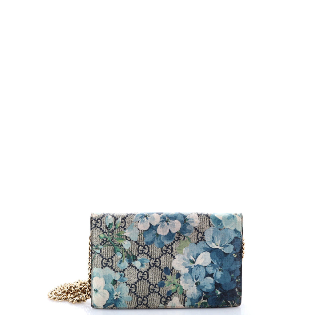 Chain Wallet Blooms Print GG Coated Canvas