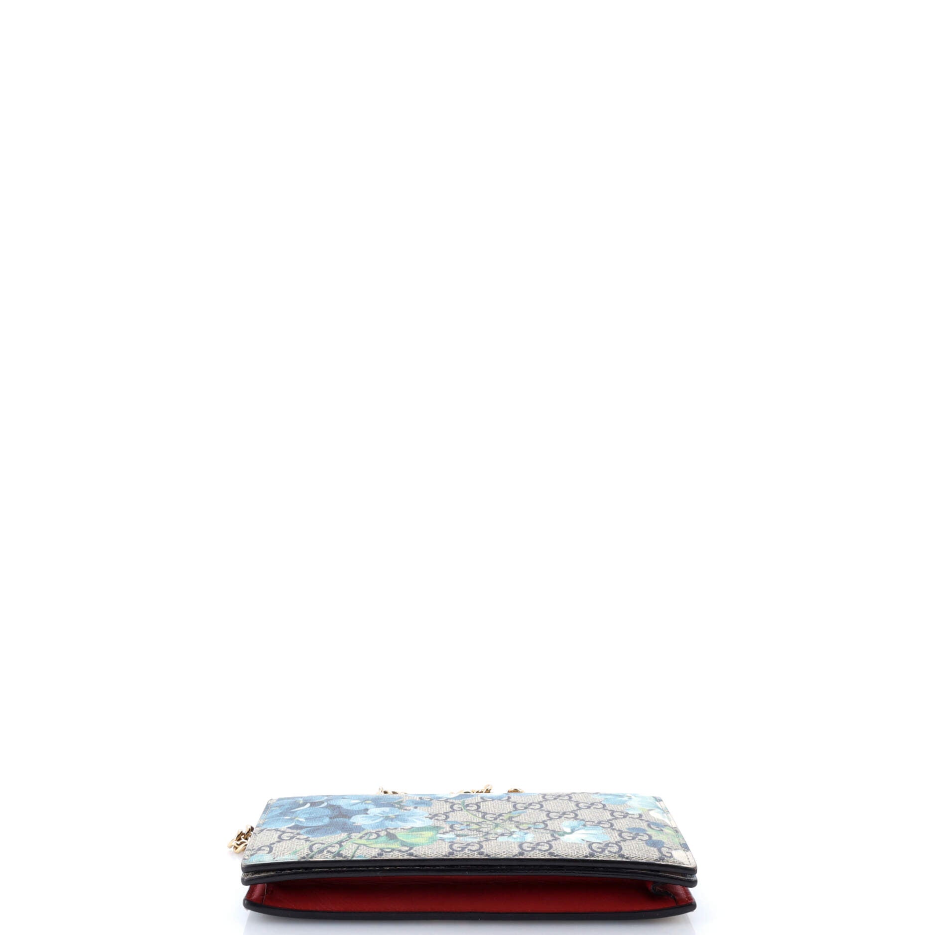 Chain Wallet Blooms Print GG Coated Canvas