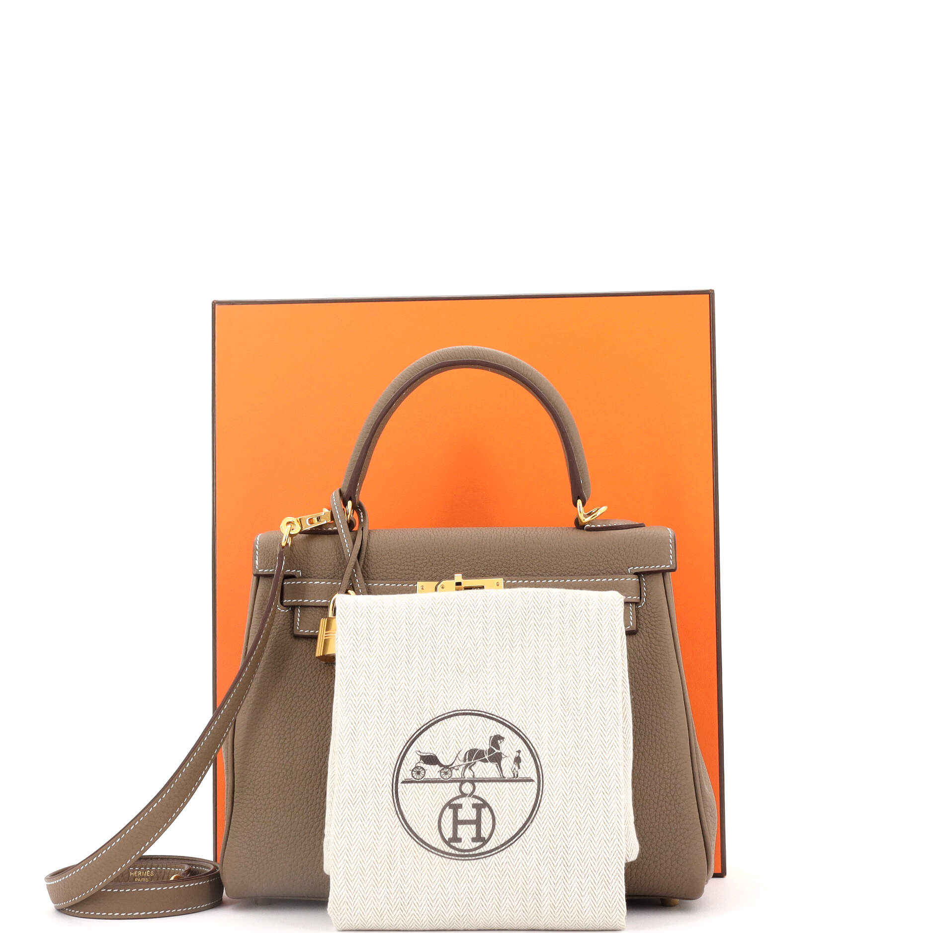 Kelly Handbag Grey Togo with Gold Hardware 25