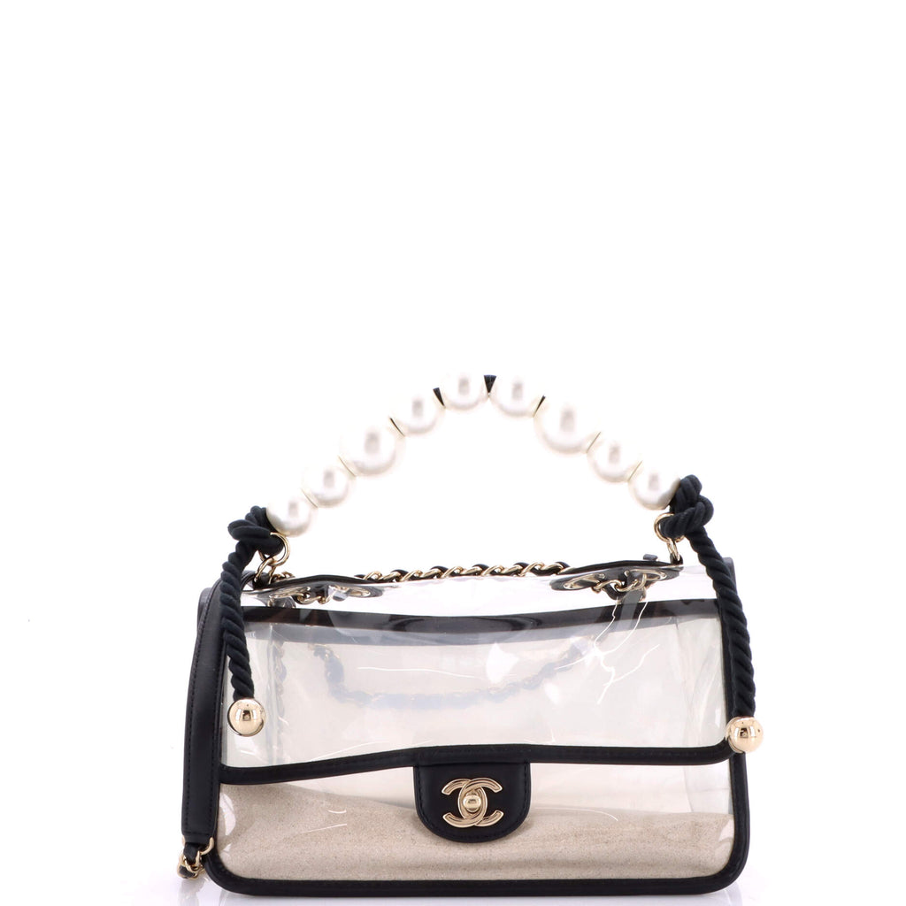 Sand By The Sea Pearl Flap Bag PVC with Lambskin Medium