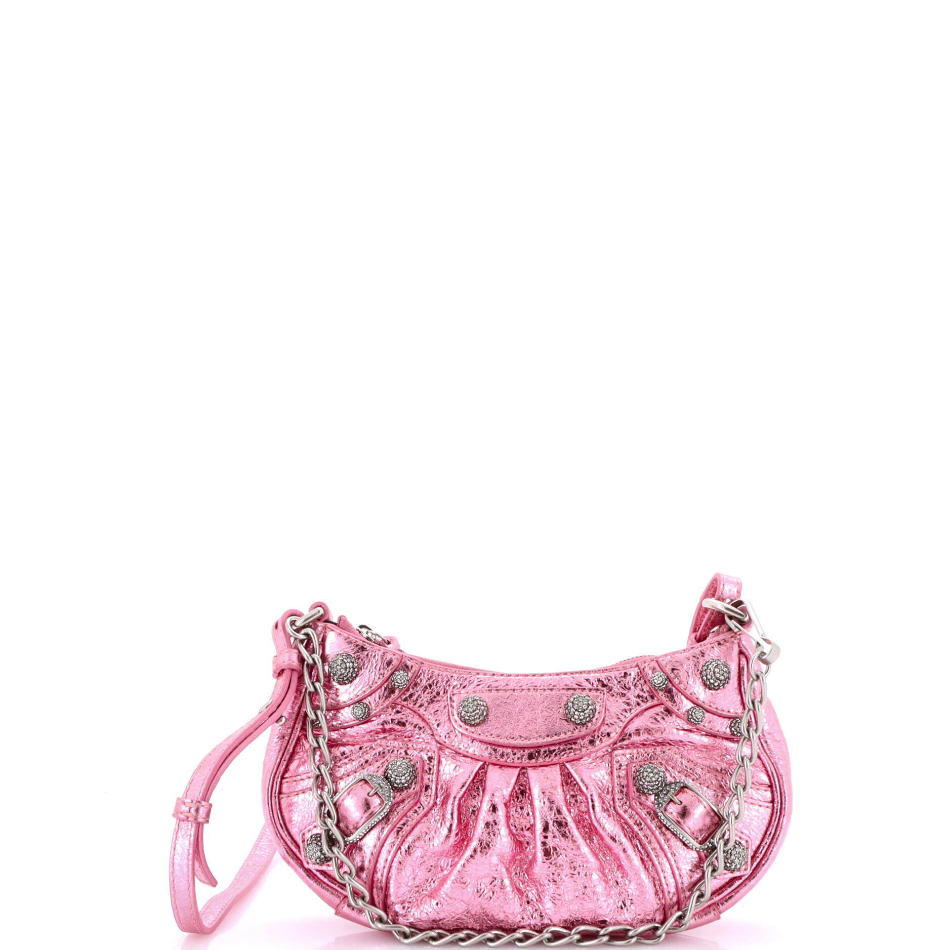 Le Cagole Giant Studs Shoulder Bag Leather with Crystals Mini