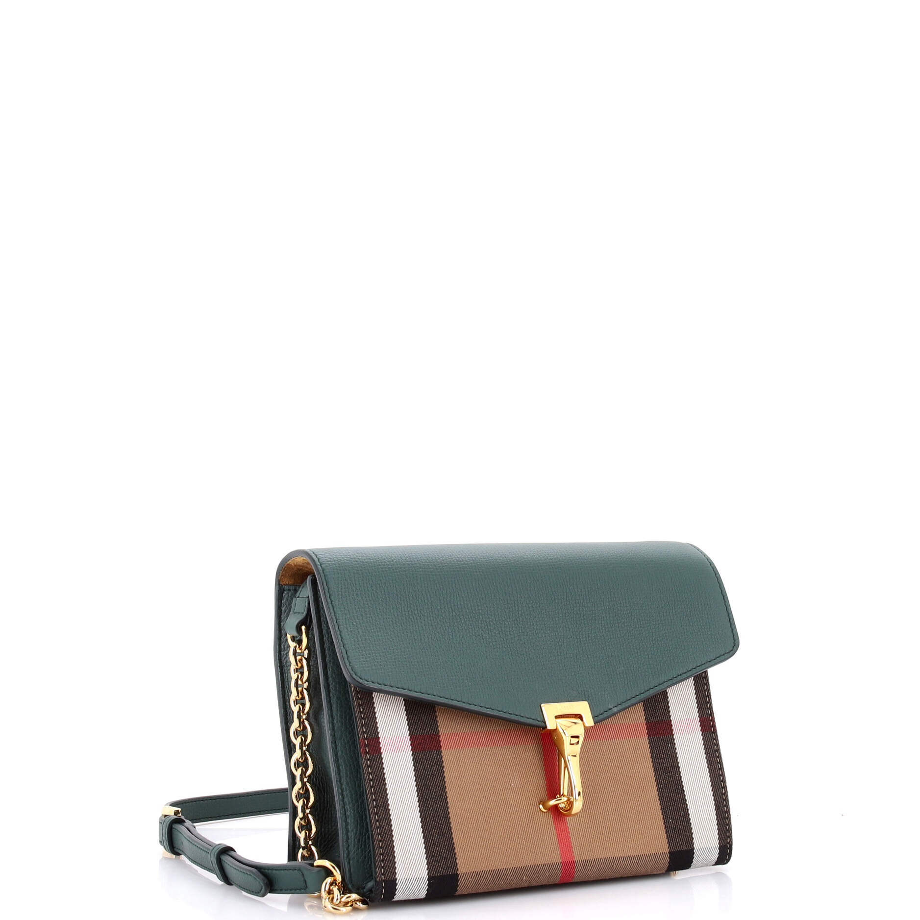 Macken Crossbody Bag Leather and House Check Canvas Small