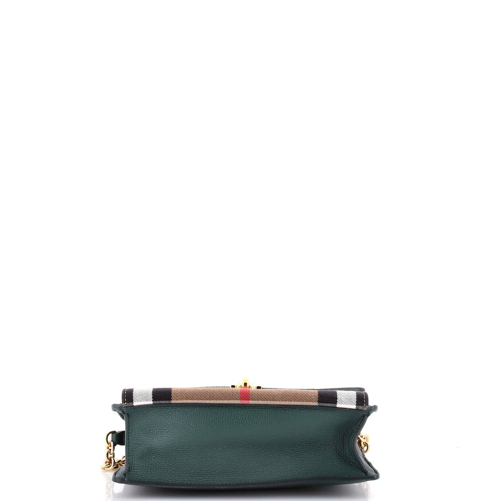 Macken Crossbody Bag Leather and House Check Canvas Small