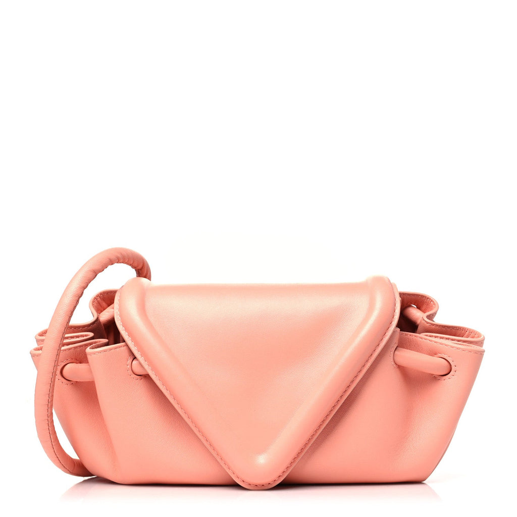 Lambskin Small Beak Triangle Flap Shoulder Bag Peachy Silver