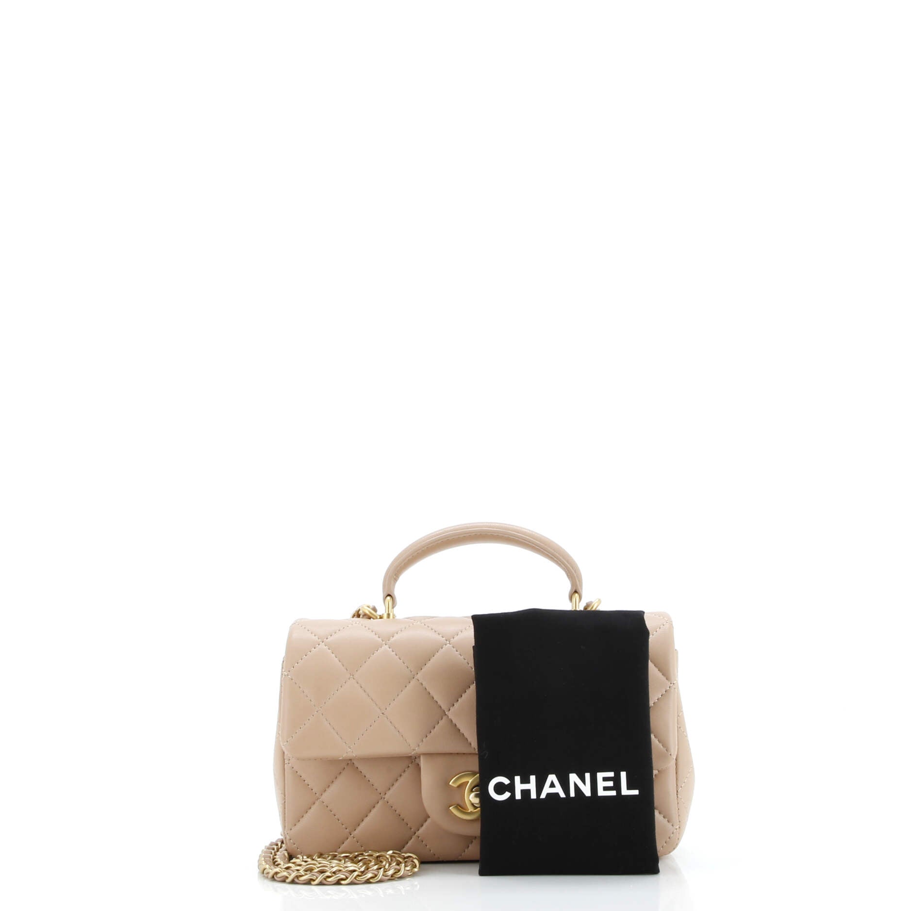 Classic Single Flap Top Handle Bag Quilted Lambskin Mini