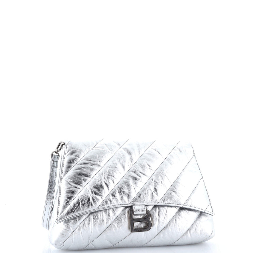 Crush Chain Flap Bag Quilted Crushed Calfskin Small