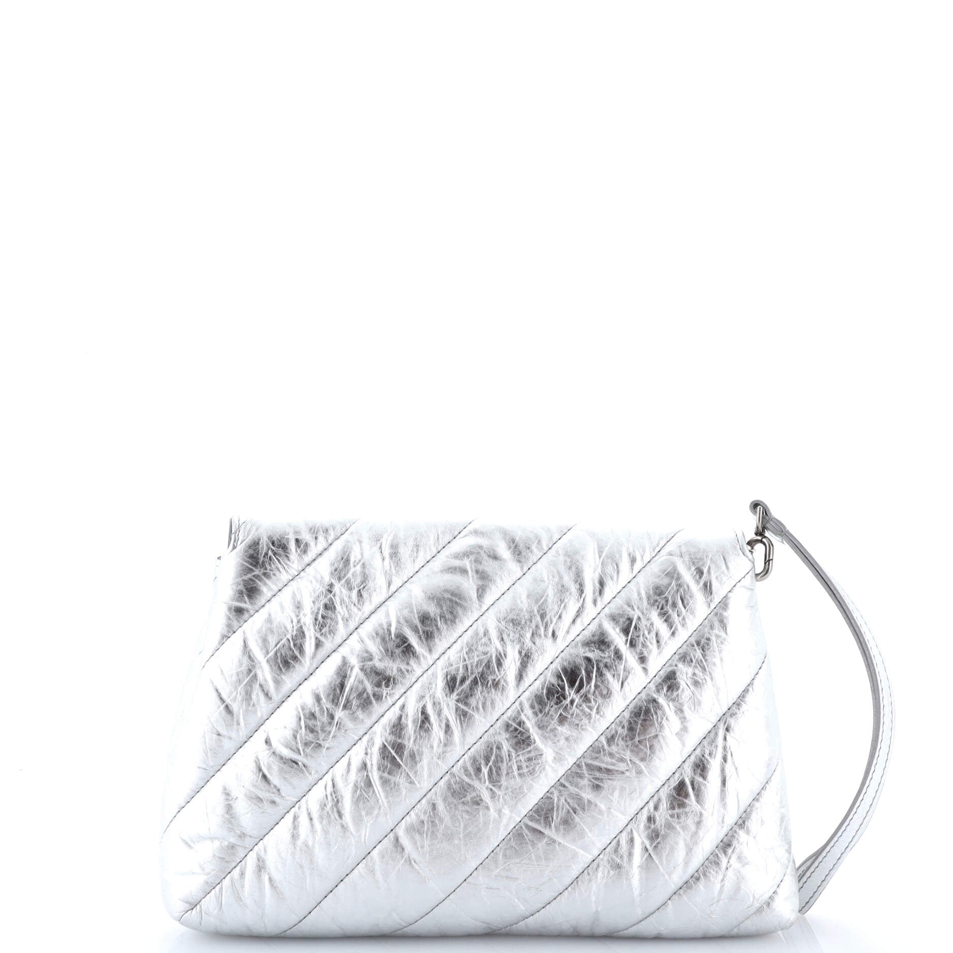 Crush Chain Flap Bag Quilted Crushed Calfskin Small