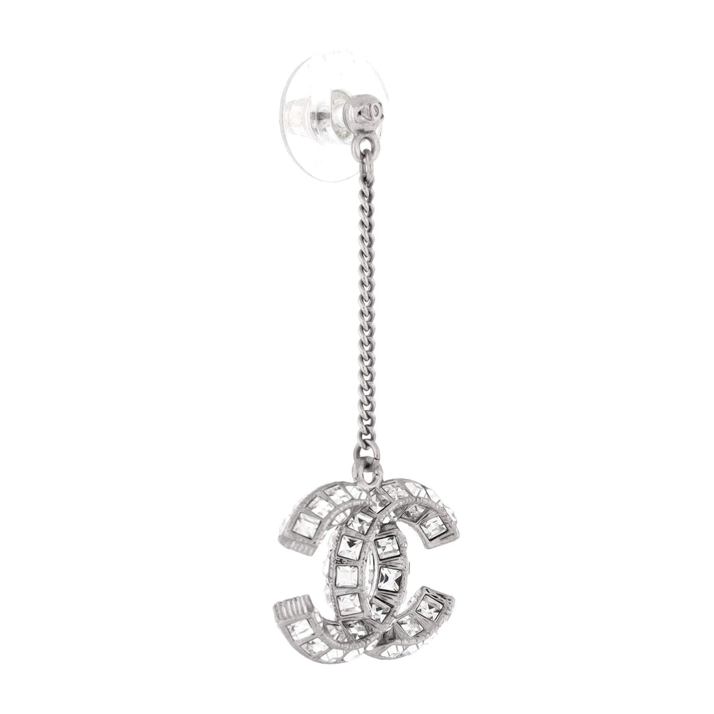 CC Baguette Drop Earrings Metal with Crystals