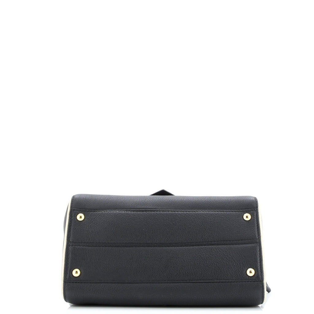 Double V Handbag Calfskin with Monogram Canvas