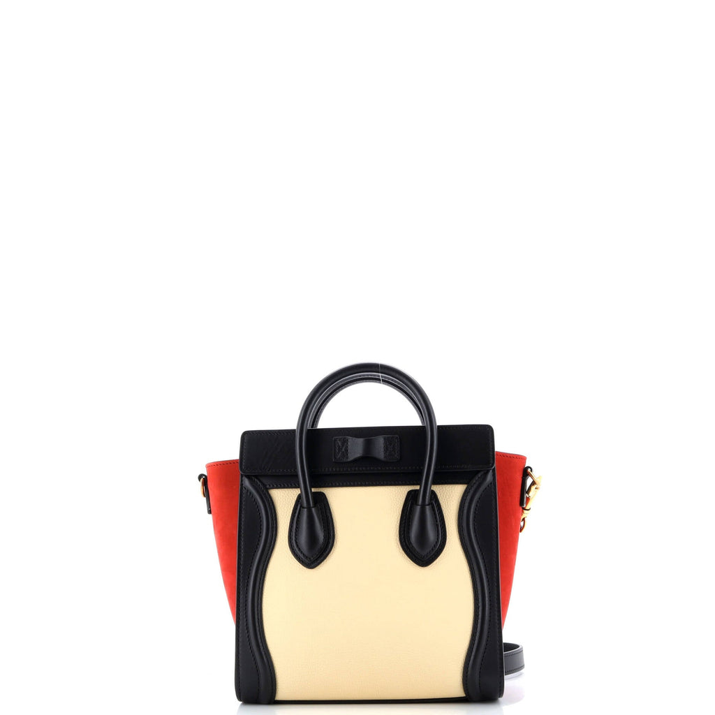 Tricolor Luggage Bag Leather Nano