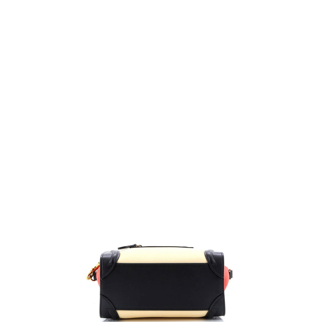 Tricolor Luggage Bag Leather Nano
