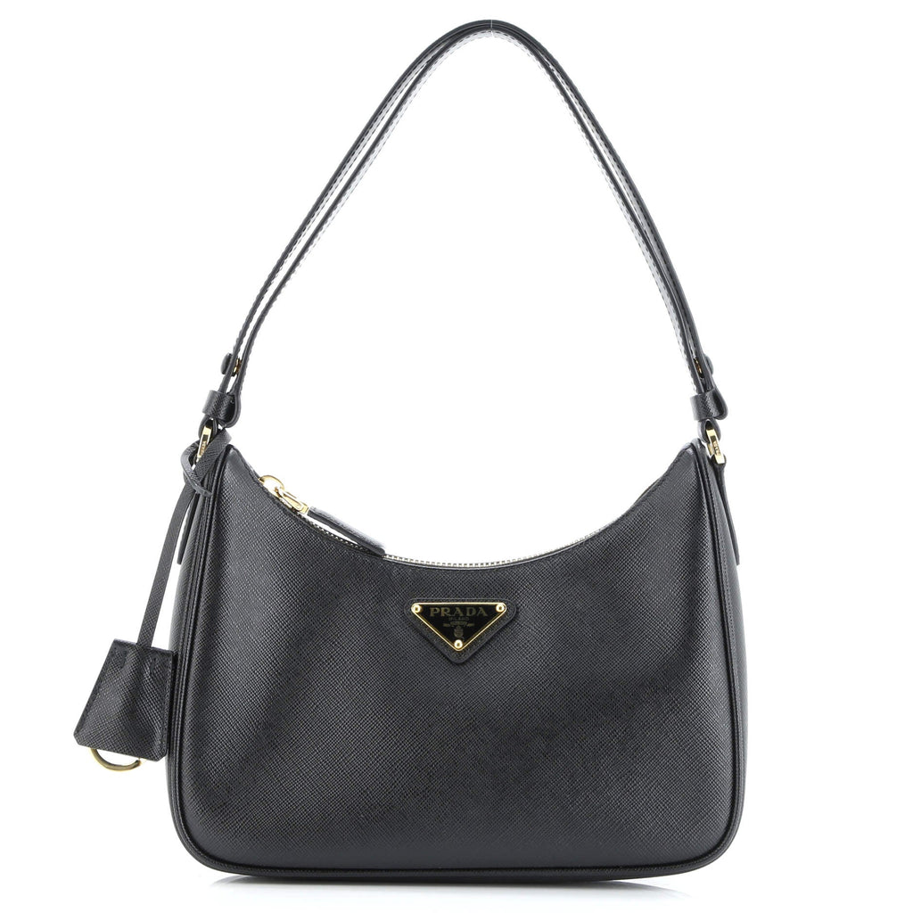 Adjustable Handle Zip Hobo Saffiano Leather Mini