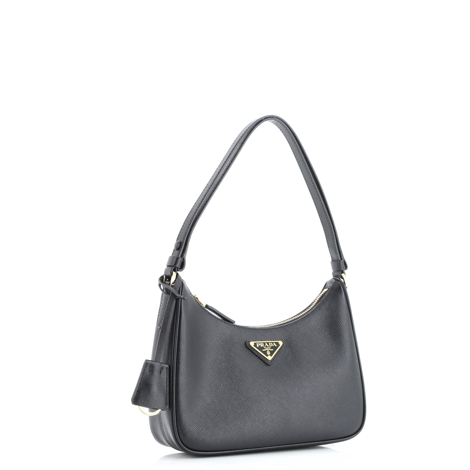 Adjustable Handle Zip Hobo Saffiano Leather Mini
