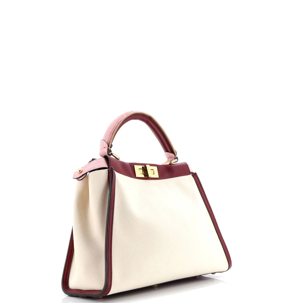 Peekaboo Bag Canvas with Crocodile Embossed Leather Regular