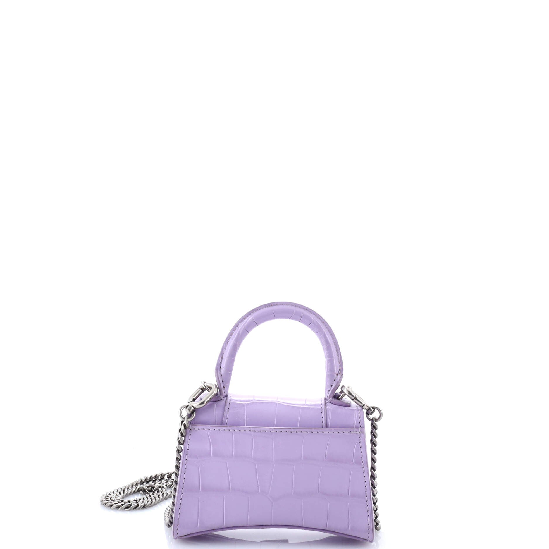 Hourglass Chain Top Handle Bag Crocodile Embossed Leather Mini
