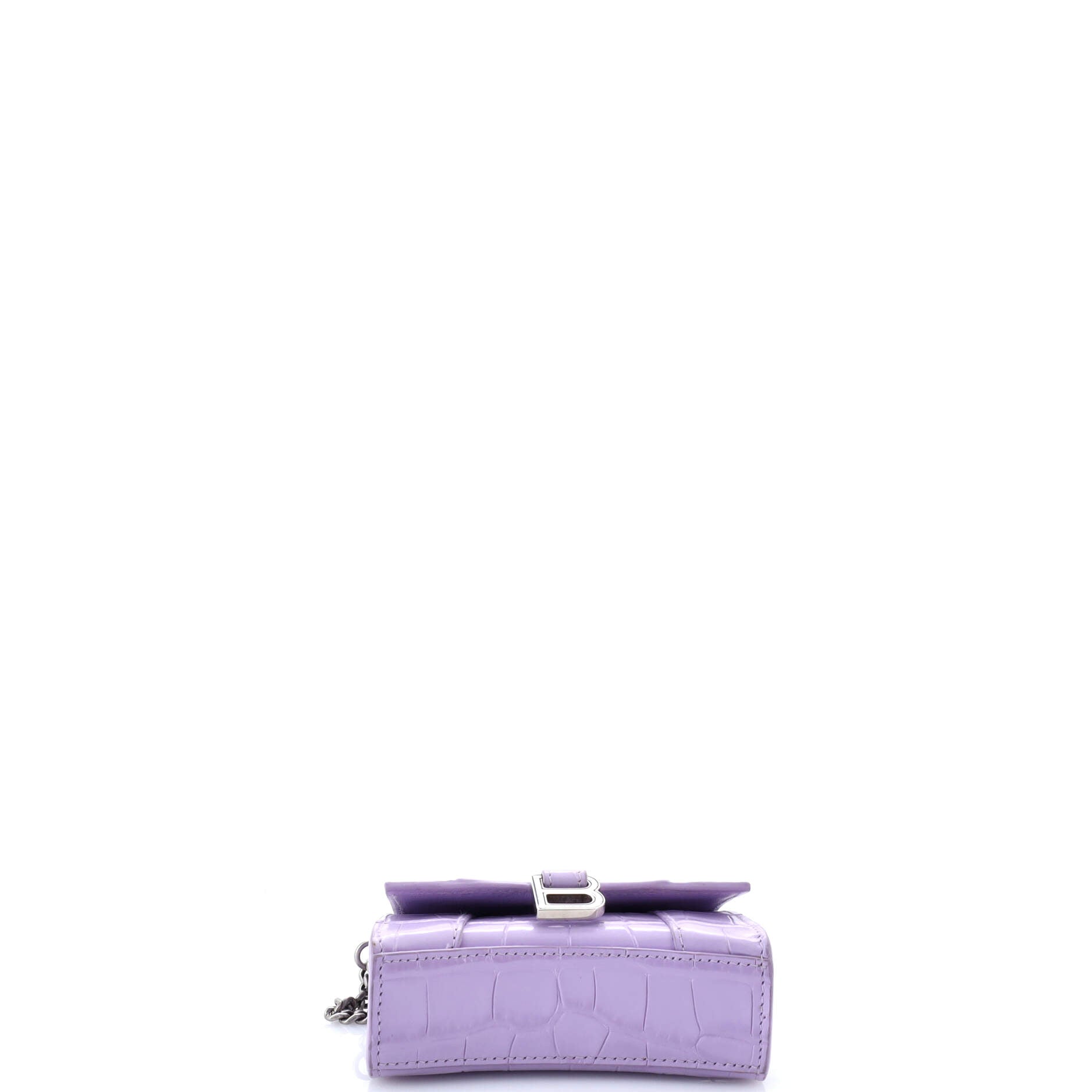 Hourglass Chain Top Handle Bag Crocodile Embossed Leather Mini