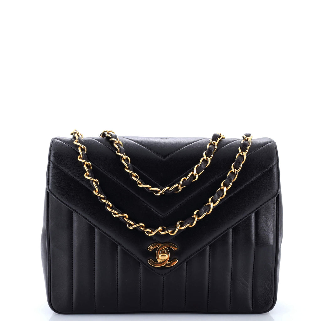 Vintage Envelope Flap Bag Chevron Lambskin Small