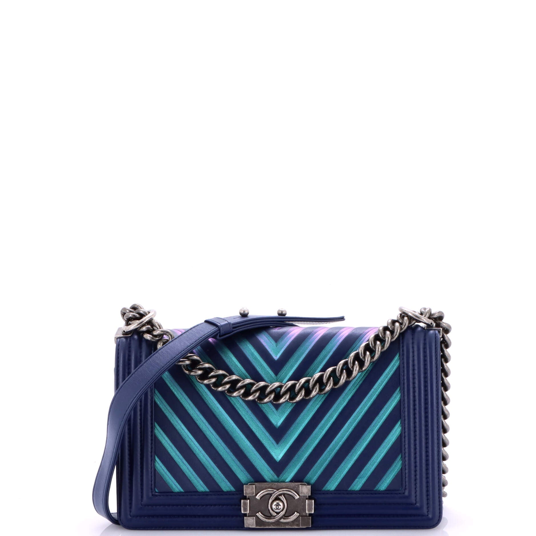Boy Flap Bag Chevron Painted Calfskin Old Medium
