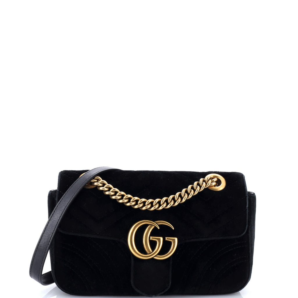 GG Marmont Flap Bag Matelasse Velvet Mini