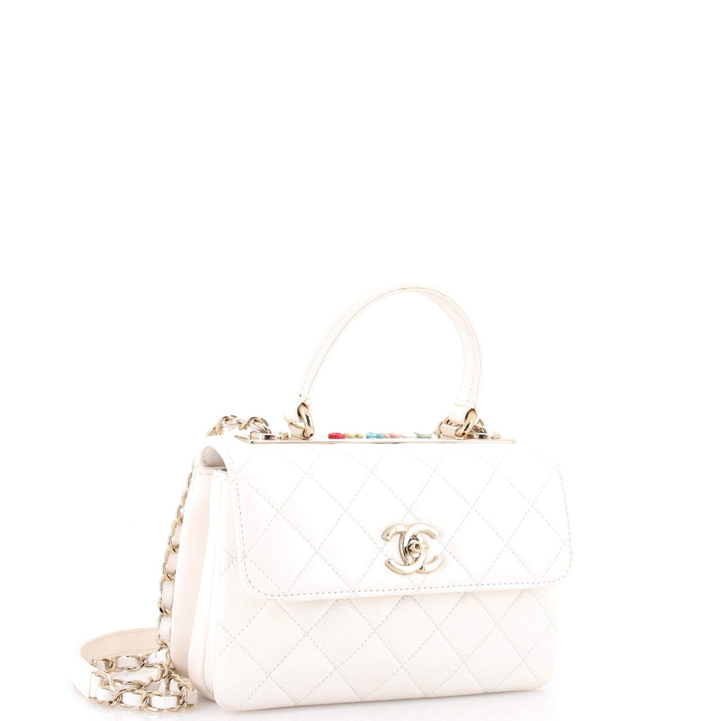 Trendy CC Top Handle Bag Quilted Lambskin and Lacquered Metal Mini